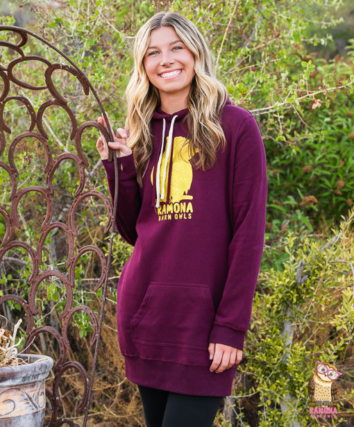 Hoodie Sweatshirt Dress with Glitter Silouhette Design